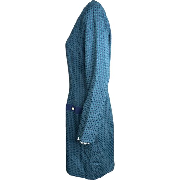 Miz California Green Navy Weave Plaid Vintage Career Dress Womens 12 Midi - Picture 6 of 14